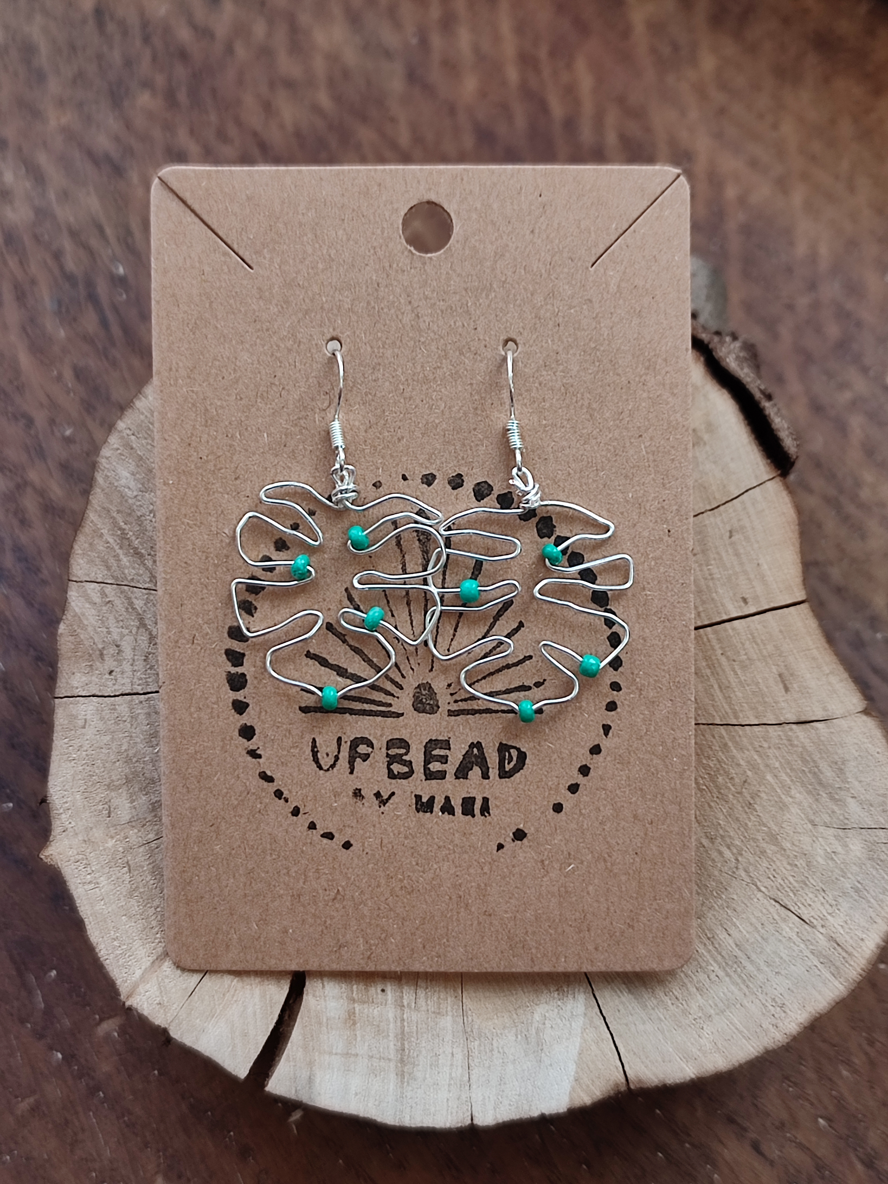 up-cycled, wire Monstera leaf dangly earrings